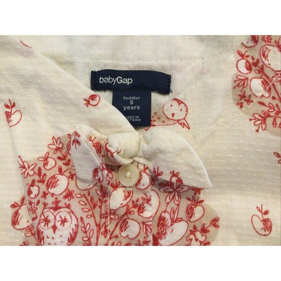 Baby Gap Owl Tree Shirt Jacket Button Front Toddler Size 5 Years Lined Red - Picture 2 of 3